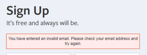 Facebook: wpisano nieprawidłowy adres e-mail